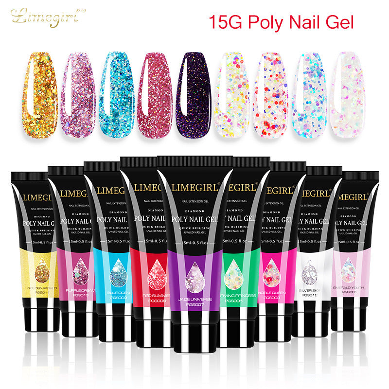 12-Color Nail Art Glitter Powder Extension Gel