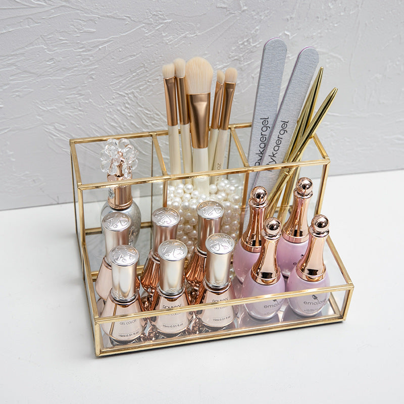 Golden Glass Makeup Organizer