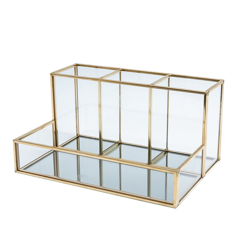 Golden Glass Makeup Organizer