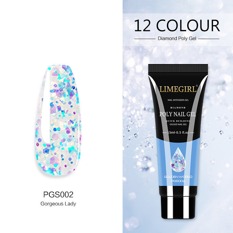 12-Color Nail Art Glitter Powder Extension Gel