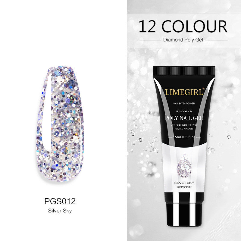 12-Color Nail Art Glitter Powder Extension Gel