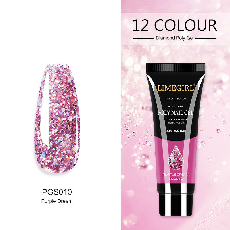 12-Color Nail Art Glitter Powder Extension Gel