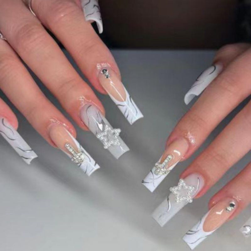 French Cross Manicure Fake Nails