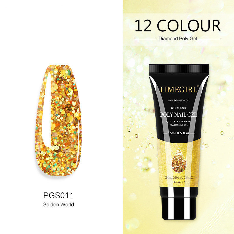 12-Color Nail Art Glitter Powder Extension Gel