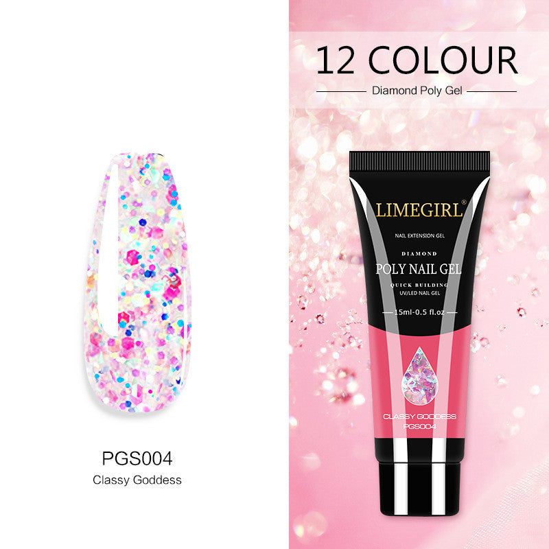 12-Color Nail Art Glitter Powder Extension Gel