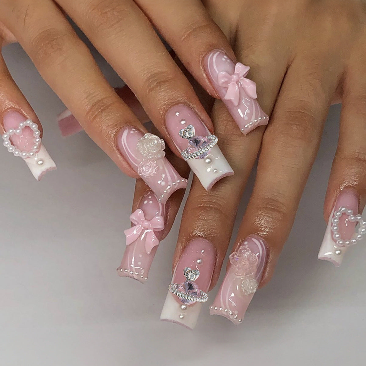 Flower Bow Tie Nail Set