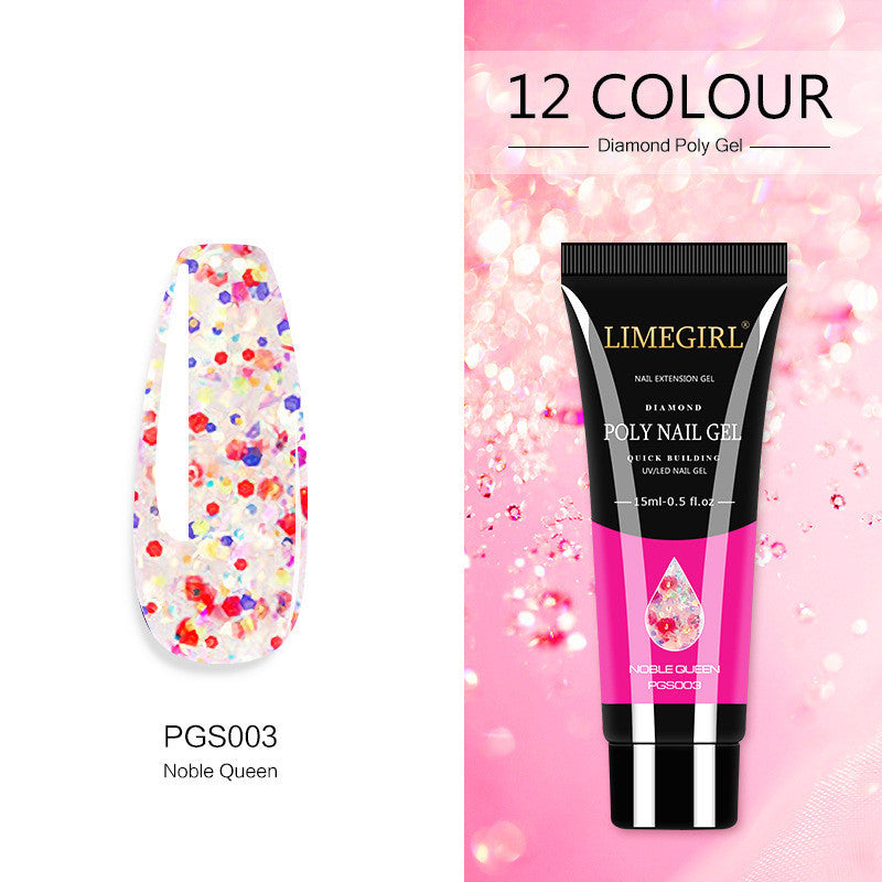 12-Color Nail Art Glitter Powder Extension Gel