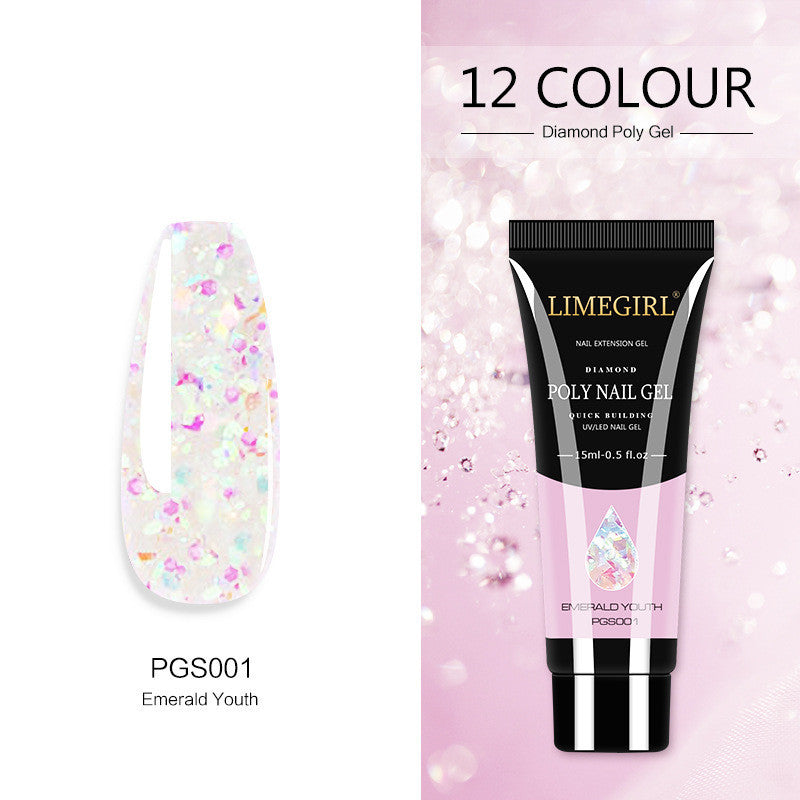 12-Color Nail Art Glitter Powder Extension Gel