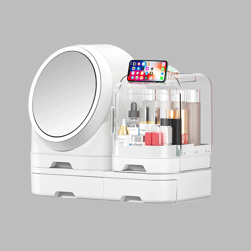 Dustproof Desktop Makeup Organizer with Mirror