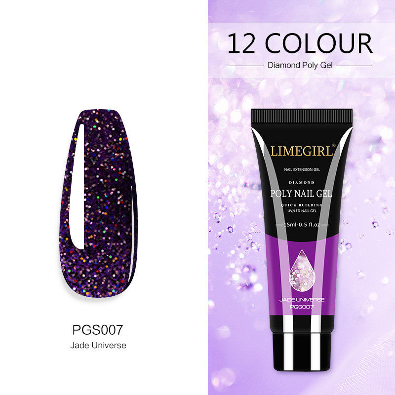 12-Color Nail Art Glitter Powder Extension Gel