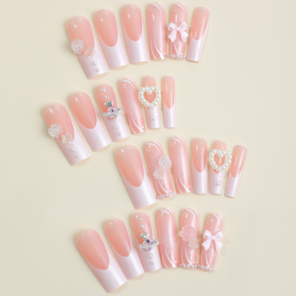 Flower Bow Tie Nail Set